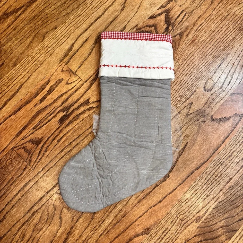 Pottery Barn Kids Ballerina Christmas Stocking Gray Quilted 20